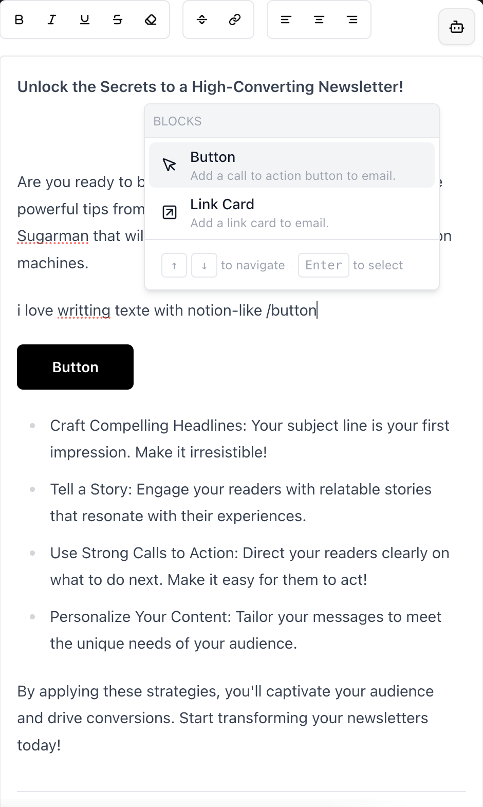 Lumail's simple and intuitive email editor interface